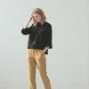 Oversized Black Corduroy Shirt: Women's Short Button-down Top