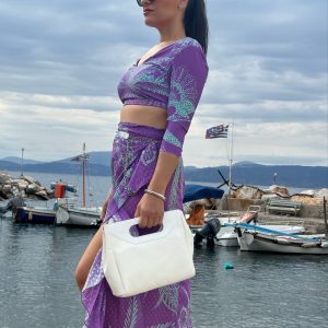 White Leather Handbag Top Handle Bag Shoulder Purse