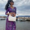 White Leather Handbag Top Handle Bag Shoulder Purse