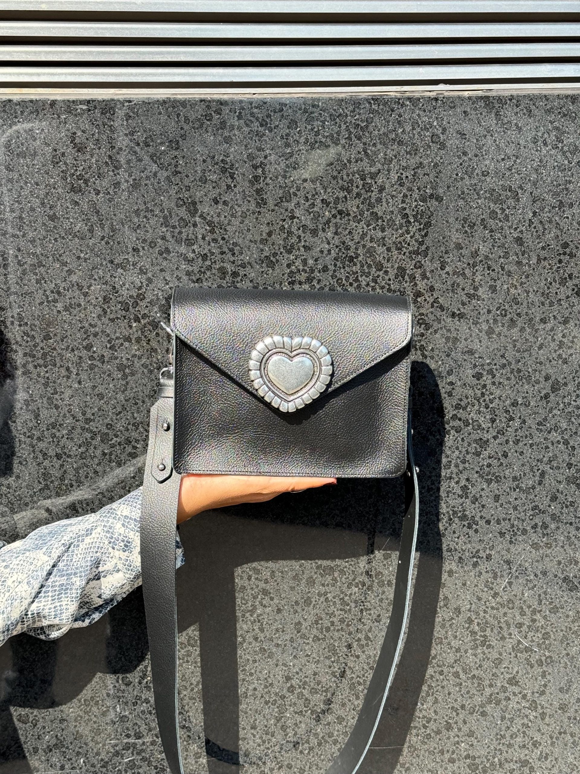 Black Handbag Leather Crossbody Bag Full Grain Purse