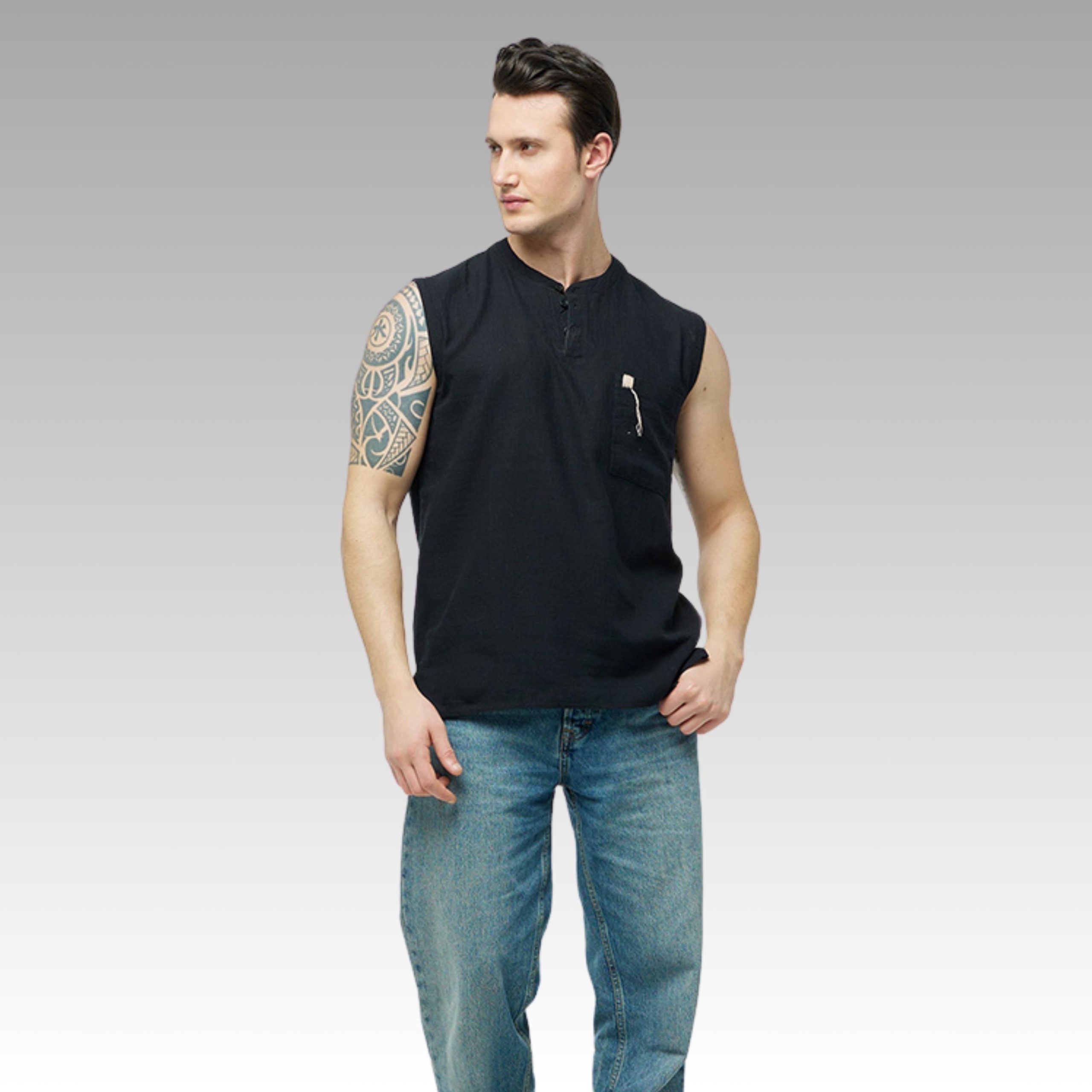 Men's Cotton Sleeveless Tank Top: Gym Running Casual