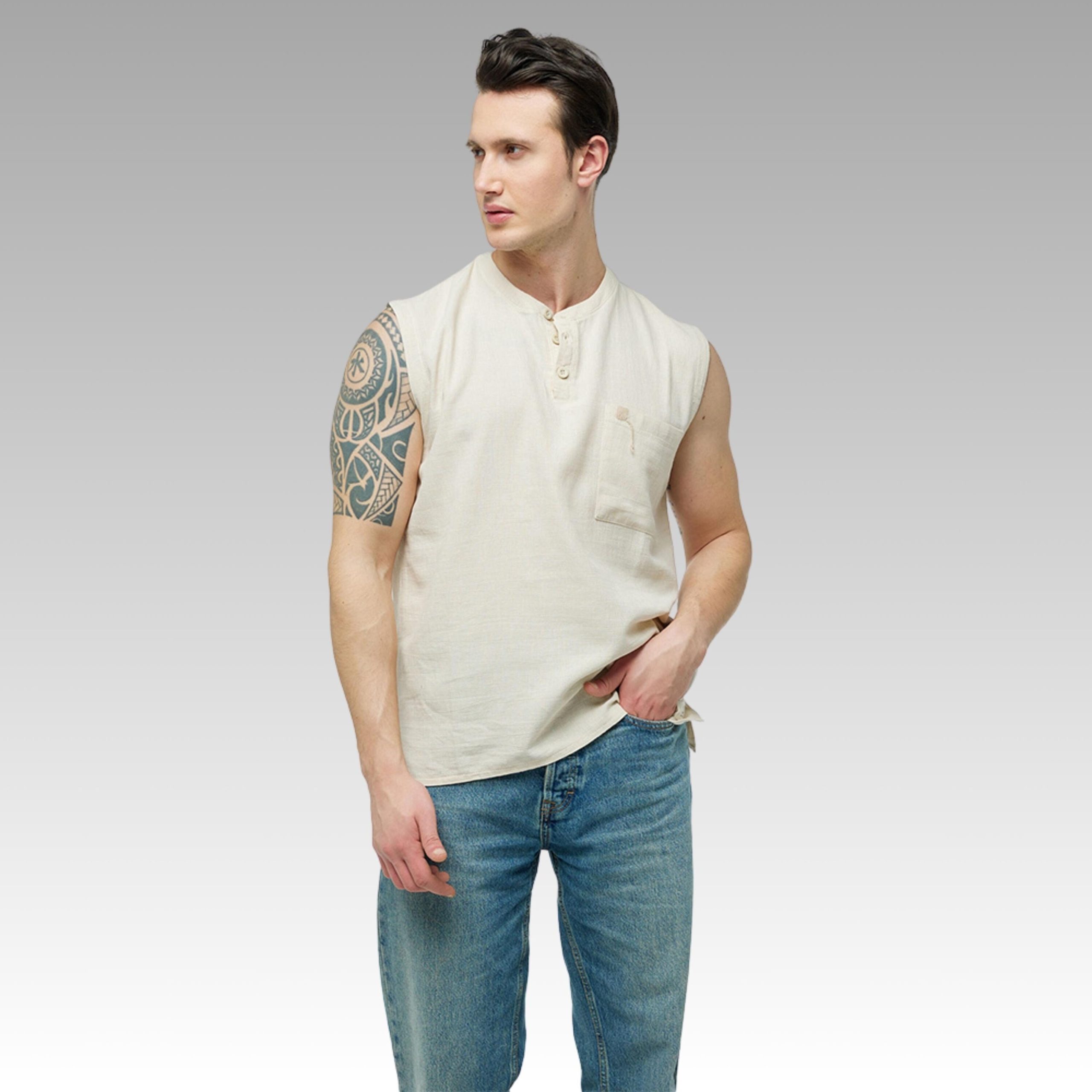 Men's Cotton Sleeveless Tank Top: Gym Running Casual