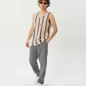 Handmade Boho Striped Knit Cotton Tank Top Lightweight