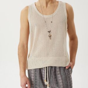 Handmade Boho Striped Knit Cotton Tank Top Lightweight