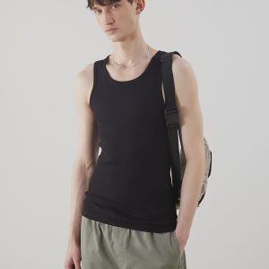 Men's Ribbed Cotton Tank Top: Slim Fit Sleeveless