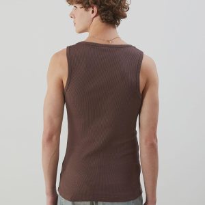Men's Ribbed Cotton Tank Top: Slim Fit Sleeveless
