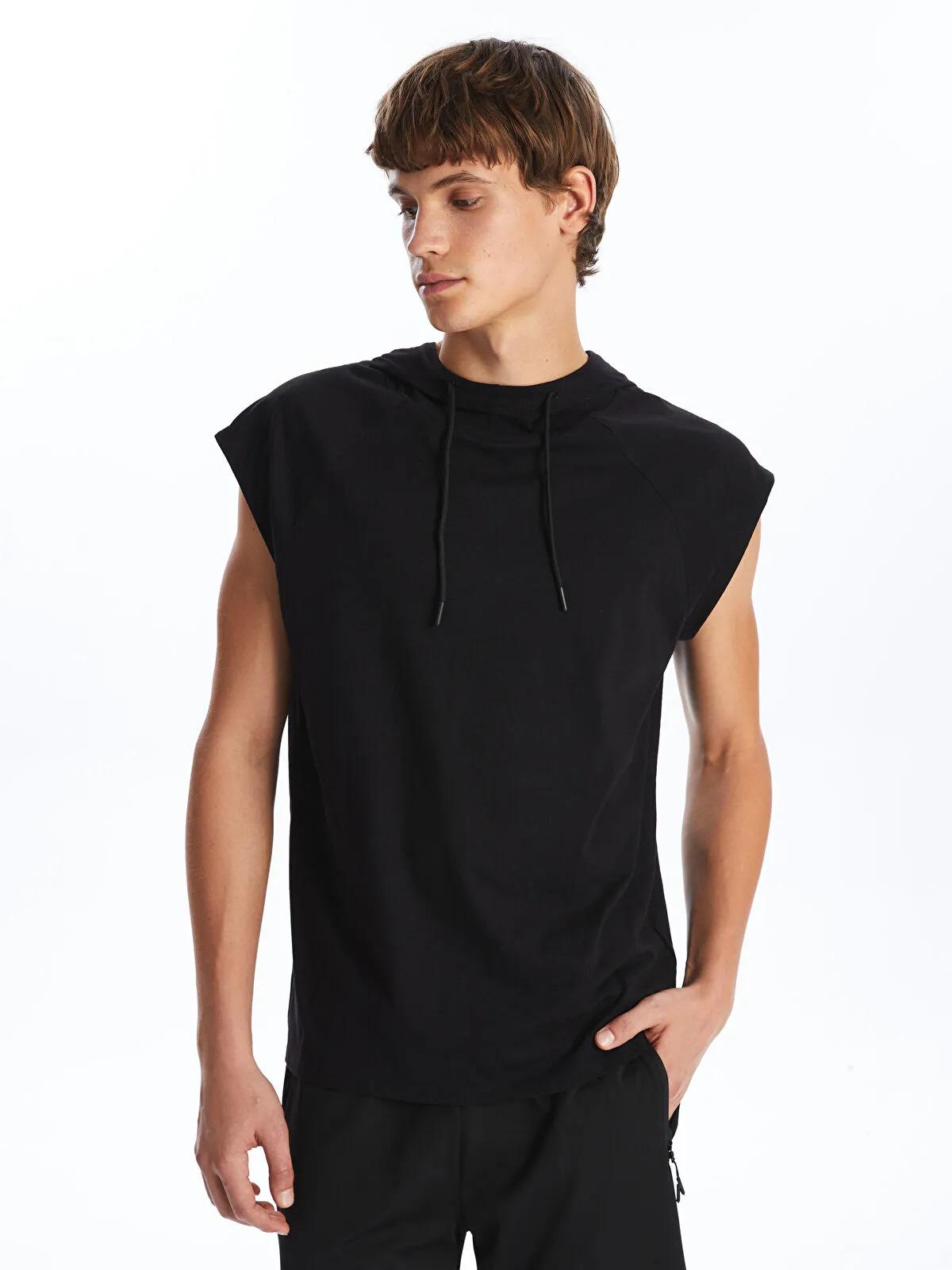 Men's Sleeveless Cotton Hoodie: Lightweight Gym Tank Top