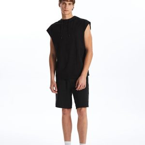 Men's Sleeveless Cotton Hoodie: Lightweight Gym Tank Top