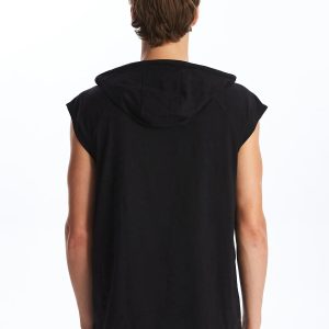 Men's Sleeveless Cotton Hoodie: Lightweight Gym Tank Top