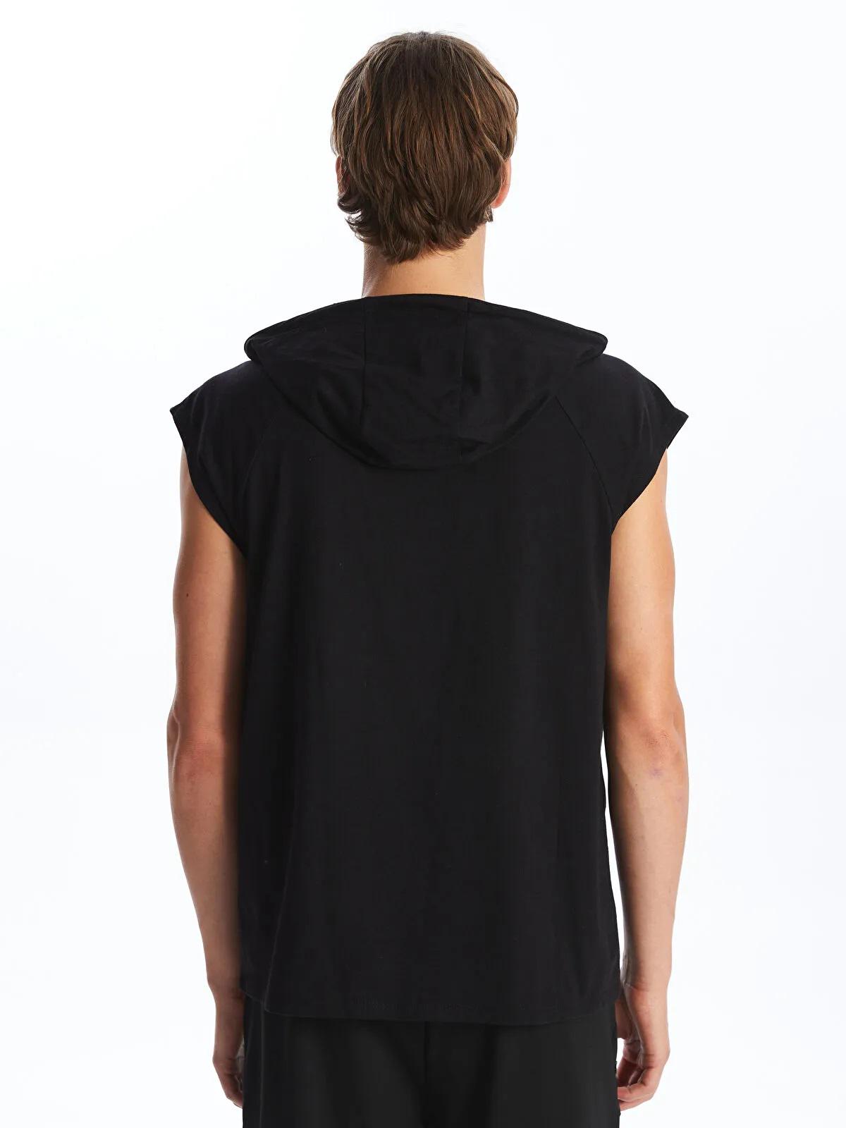 Men's Sleeveless Cotton Hoodie: Lightweight Gym Tank Top