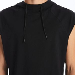 Men's Sleeveless Cotton Hoodie: Lightweight Gym Tank Top