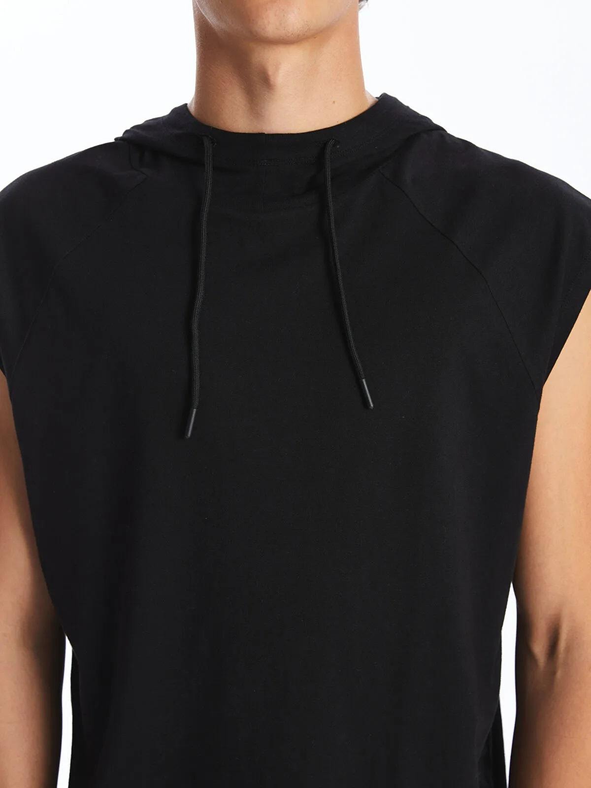 Men's Sleeveless Cotton Hoodie: Lightweight Gym Tank Top