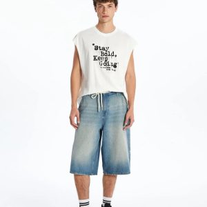 Men's Sleeveless Graphic Tee: Stay Bold Oversized Cotton