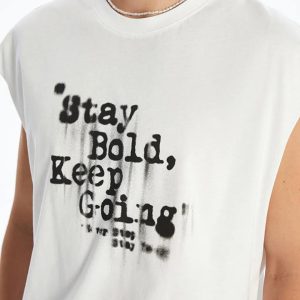 Men's Sleeveless Graphic Tee: Stay Bold Oversized Cotton