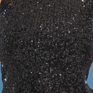 Black Sequin Halter Top: Sleeveless Glitter Party Blouse
