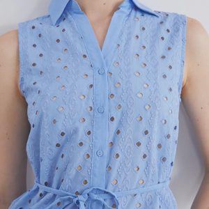 Embroidered White Cotton Blouse: Sleeveless Boho Top With